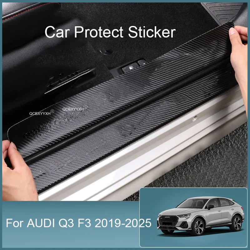 

Для AUDI Q3 F3 2019-2025 дверной порог, полоса на порог, внутренняя внешняя защита багажника, противоударная накладка из искусственной кожи, внутренние аксессуары