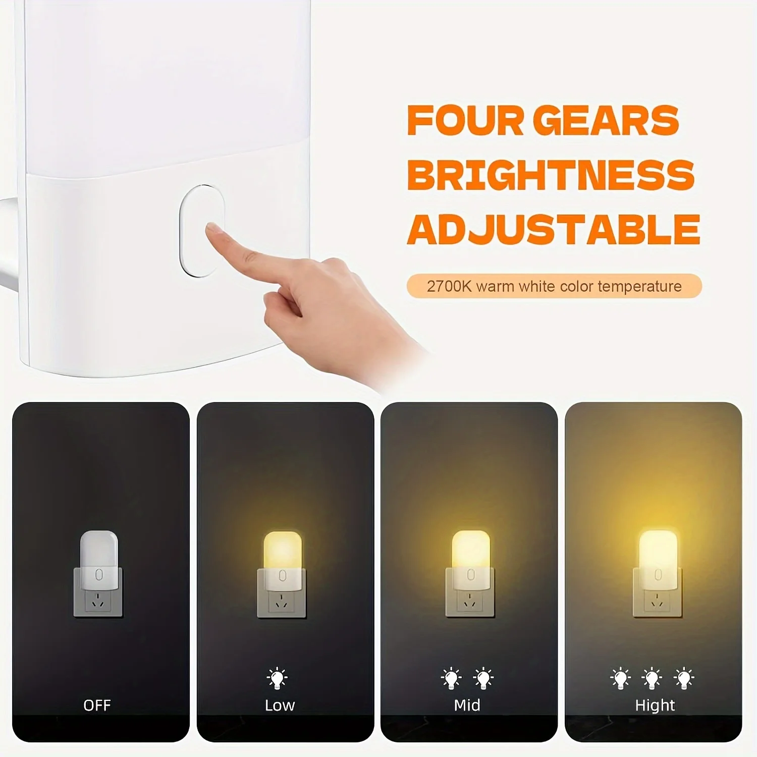 1/2 Set Smart LED Night Light, Mini Warm White Adjustable Wall Sconce, Plug-In Light Sensor Light for Bedroom, Bathroom, Kitchen
