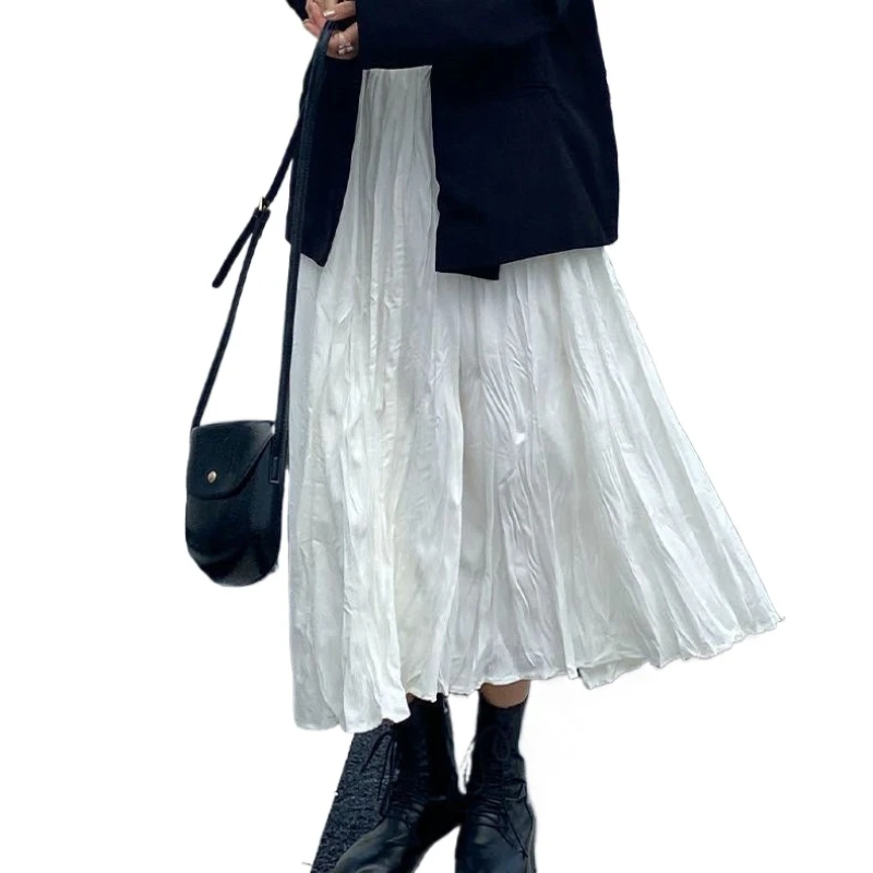Gentle Wind Pleated Pleated Skirt in The Long A-shaped High Waist Skirt 2025 Spring Fashion Commuter Women's Dress