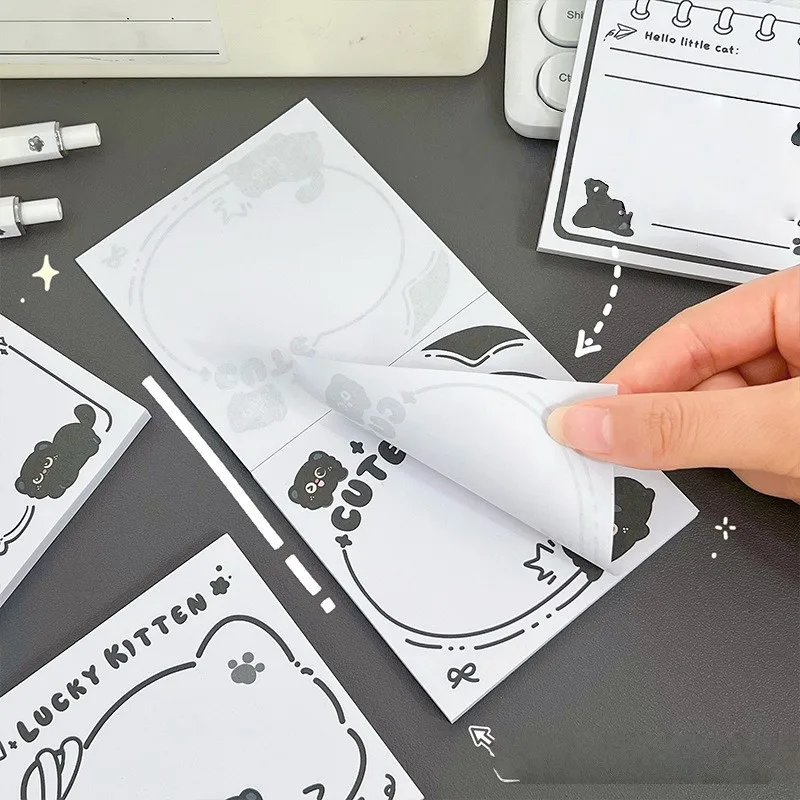 50 Sheets Kawaii Cat Non-Sticky Scrapbook Cute Cartoon Quadrate Memo Pad Message Book School Office Students Stationery Supplie