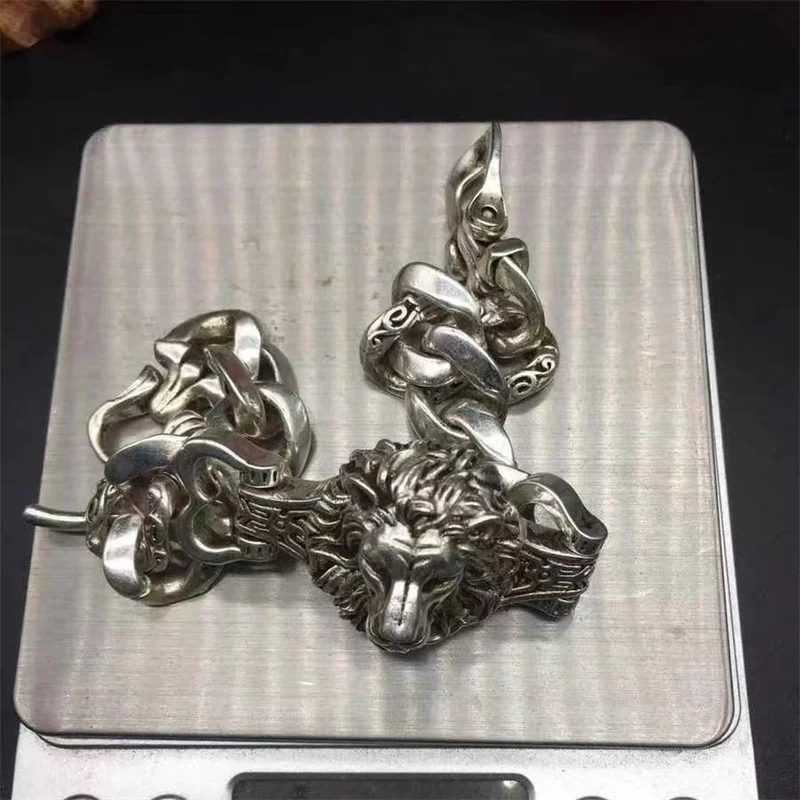 Mai Chuang/Tibetan Silver Inlaid Domineering Lion Bracelet To Attract Wealth Ward Off Evil Spirits Men Women Jewelry Couple Gift