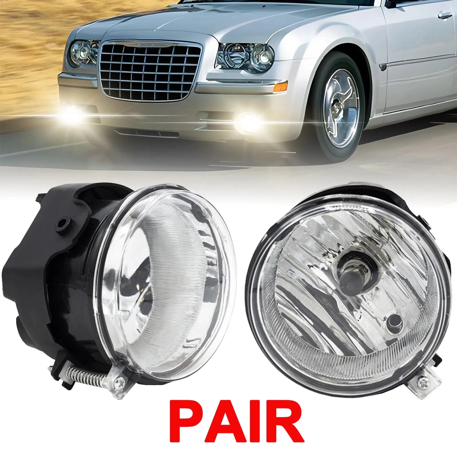 

Pair Fog Lights Lamps W/Bulbs For 2005-2010 Chrysler 300 C/ 08-09 Caliber SRT-4