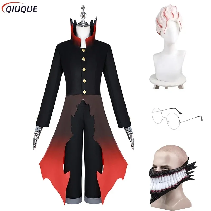 

XT8Anime Dandadan Ken Takakura Costume Wig Glasses Mask Men Black Suit Okarun Cosplay Halloween PartXT6@!