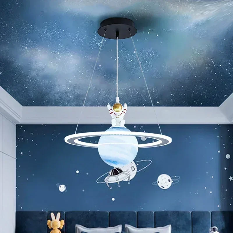 Astronaut moon chandelier children's chandelier space  kids light shade Planets Suspended ceiling lights modern ceiling lamps