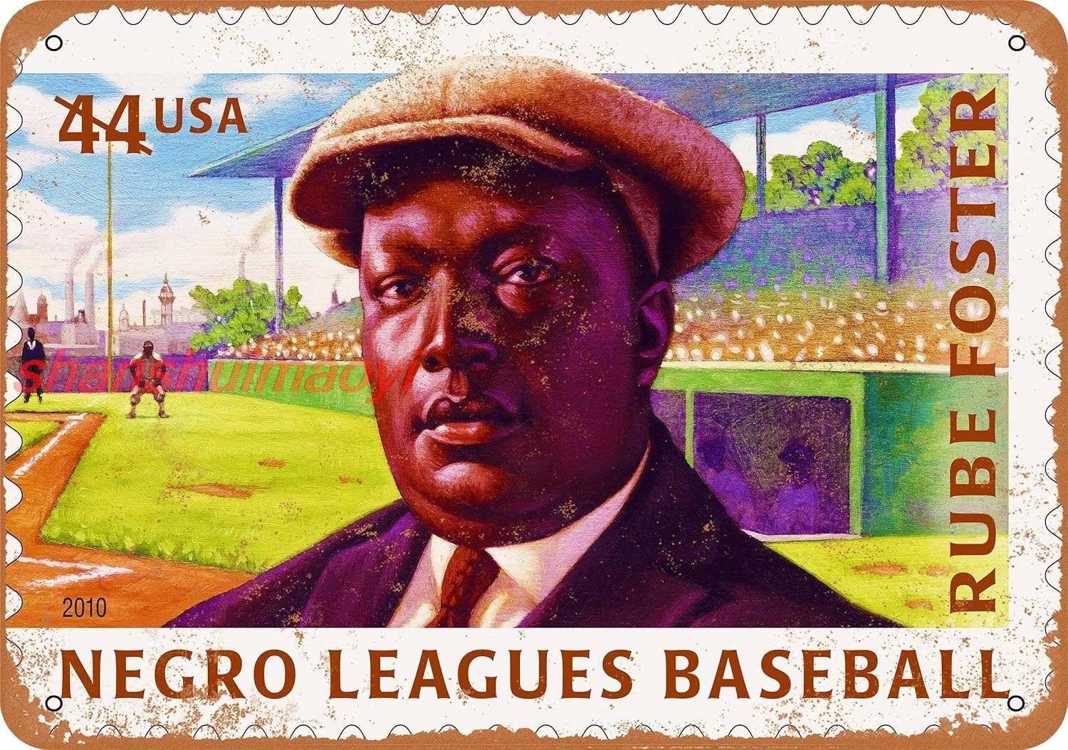 U.S. Postage Negro League Baseball 12 X 8 Inches Retro Metal Tin Sign - Vintage Art Poster Plaque sign