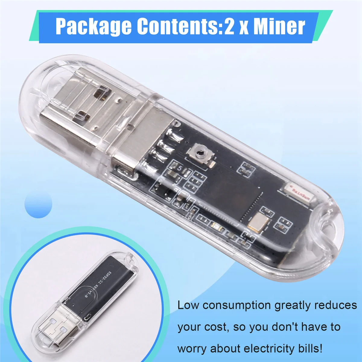 SuperDeals 2 PCS USB Mineiro BTC Mineiro Solo Lottery Miner 45-50KH/S Bitcoin Mini Mineiro Asic Mineração para Home Office