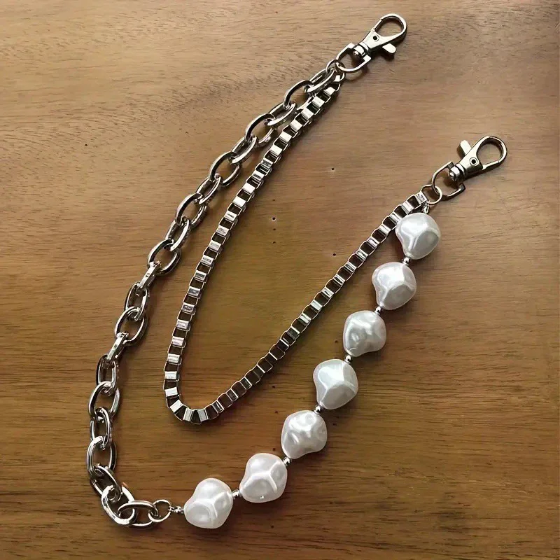 Irregular Pearl Waist Chain Rock Trousers Hipster Pant Jean Decoration Chain Hip Hop Trouser Jewelry Clothing Accessories Gifts