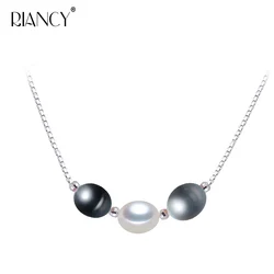 Fashion Natural Freshwater Black Pearl Pendant Women,Multi Color River Pearl Necklace Girls Mom Bridal Birthday Gift White Grey