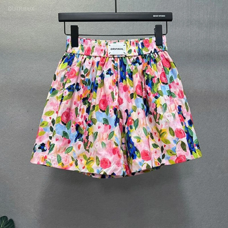 Oversized Shorts Women Elastic Waist Vintage Summer Wide Leg Pants 2026 New Bottoms Fashion Leopard Pantalones Cortos De Mujer