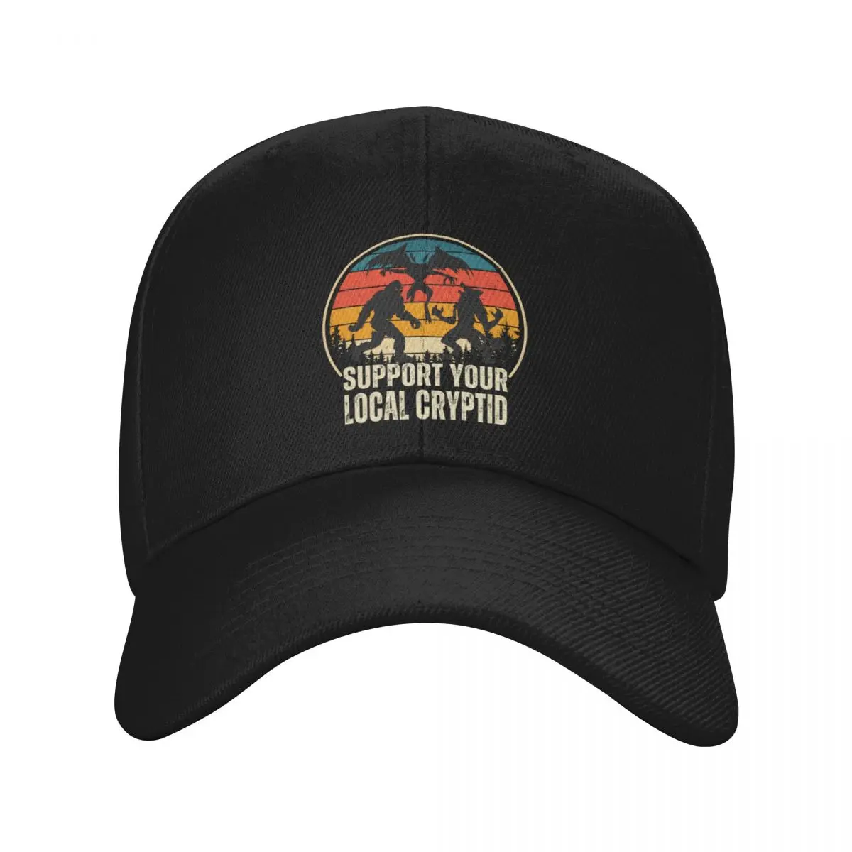 Support Your Local Cryptid, Funny Cryptid Baseball Cap Bobble Hat Trucker Hat Ball Cap hiking hat Woman Men's