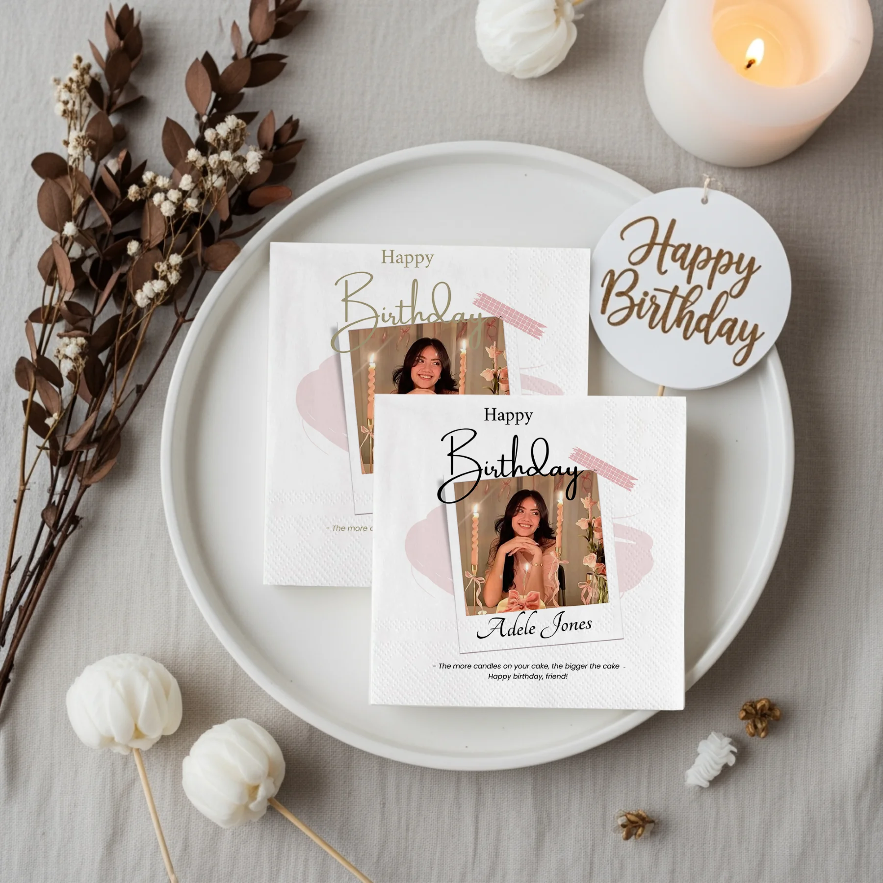 Serviettes en papier personnalisées jetables, serviettes de mariage personnalisées de votre photo et texte pour fête d'anniversaire, mariage, décor de réception-cadeau pour bébé