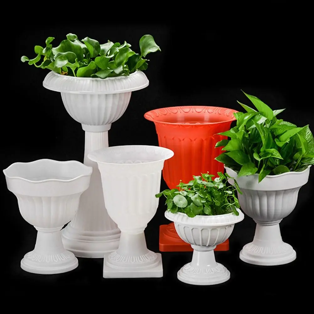 European Style White Roman Plant Flower Pot Plastic Retro Porch Planter Romantic Flower Planter Wedding Road