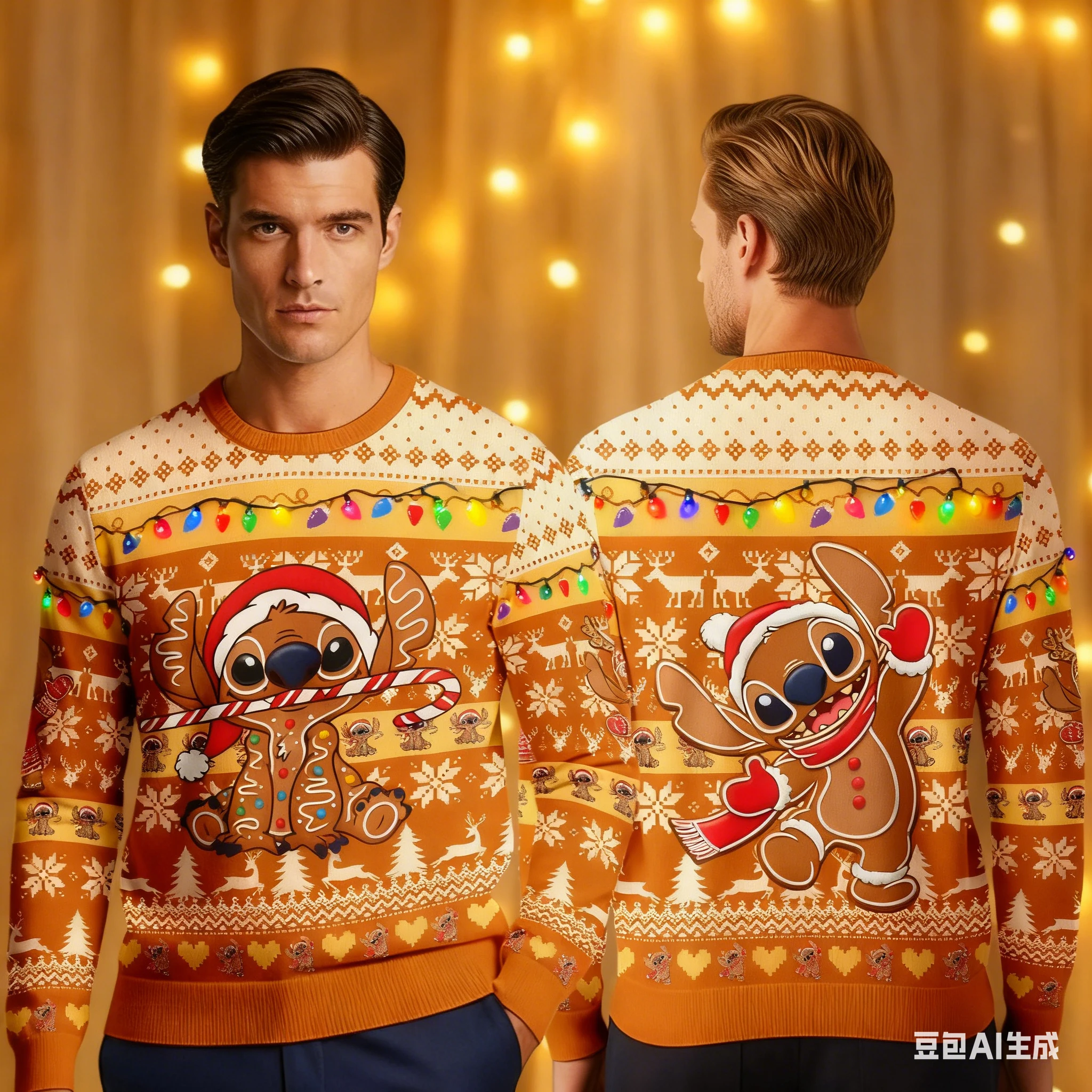 سويت شيرت بغرز عيد الميلاد للرجال البالغين، بلوفر شتوي مريح برقبة دائرية، متوفر لزي الزوجين في حفلات المهرجانات #1