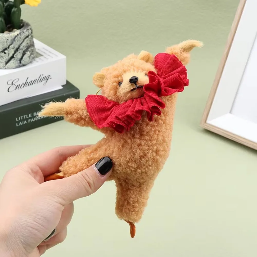 Alta qualidade dos desenhos animados ballet urso chaveiro de pelúcia kawaii criativo carro pingente dança urso boneca pingente presente aniversário