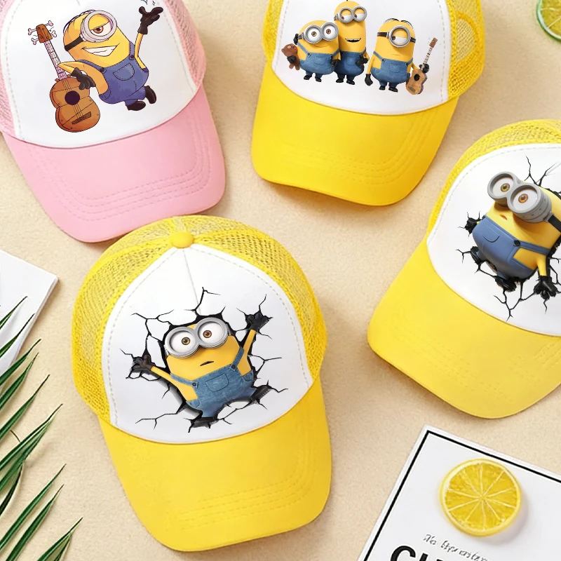 

Cute Minionss Baseball Cap Movie Cartoon Kids Adult Casual Peaked Mesh Hat Anime Game Boy Girl Man Sport Sunshade Adjustable Hat