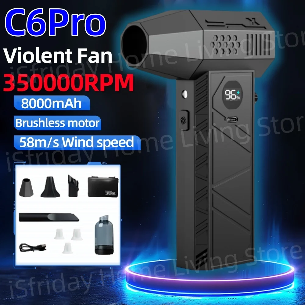 

350000RPM Mini Turbo Jet Fan Electric Air Duster Adjustable wind speed Turbo Violent Blower Rechargeable with Light Car Cleaning