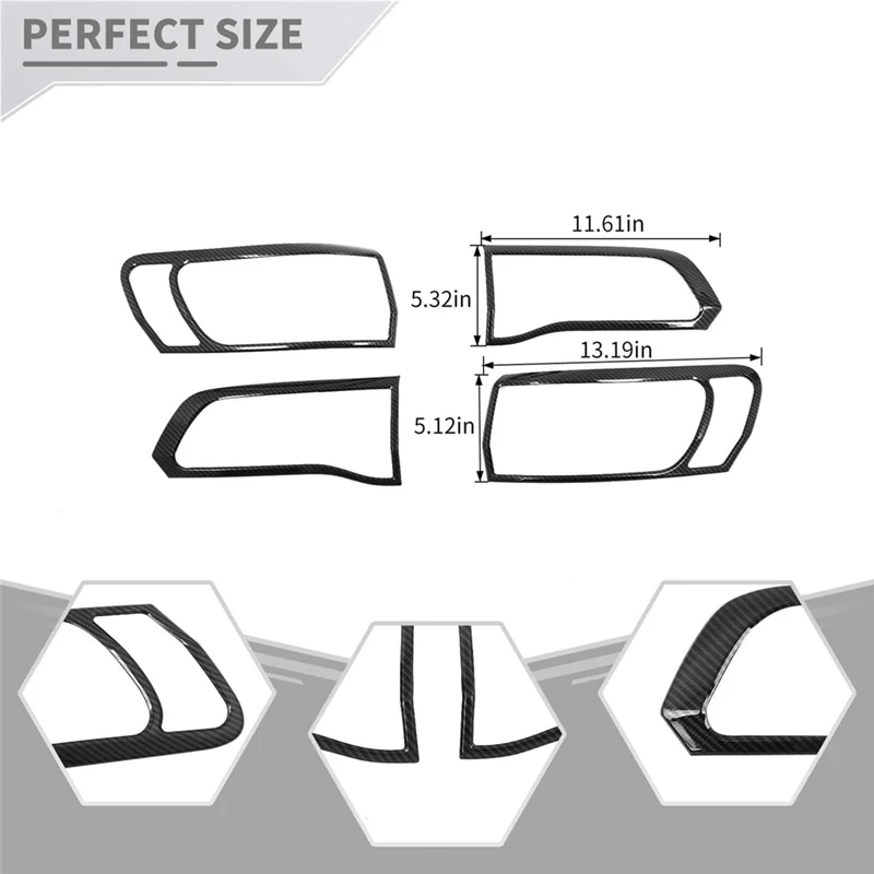 

NEW-Tail Light Cover Bezel Trim For Jeep Grand Cherokee 2014-2020 Replacement Accessories ABS Carbon Fiber