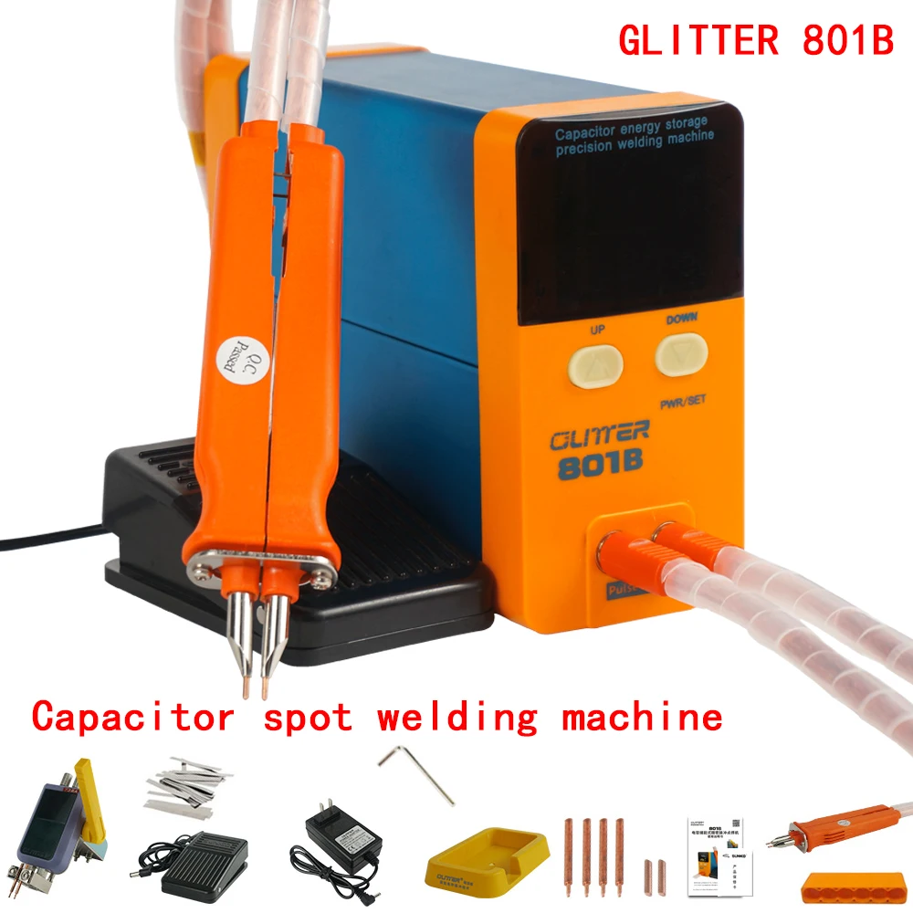 GLITTER 801B Storage Capacitor Spot Welding Machine Led Digital Display Glitter 801B Portable Small Spot Welder 100 ~ 240V