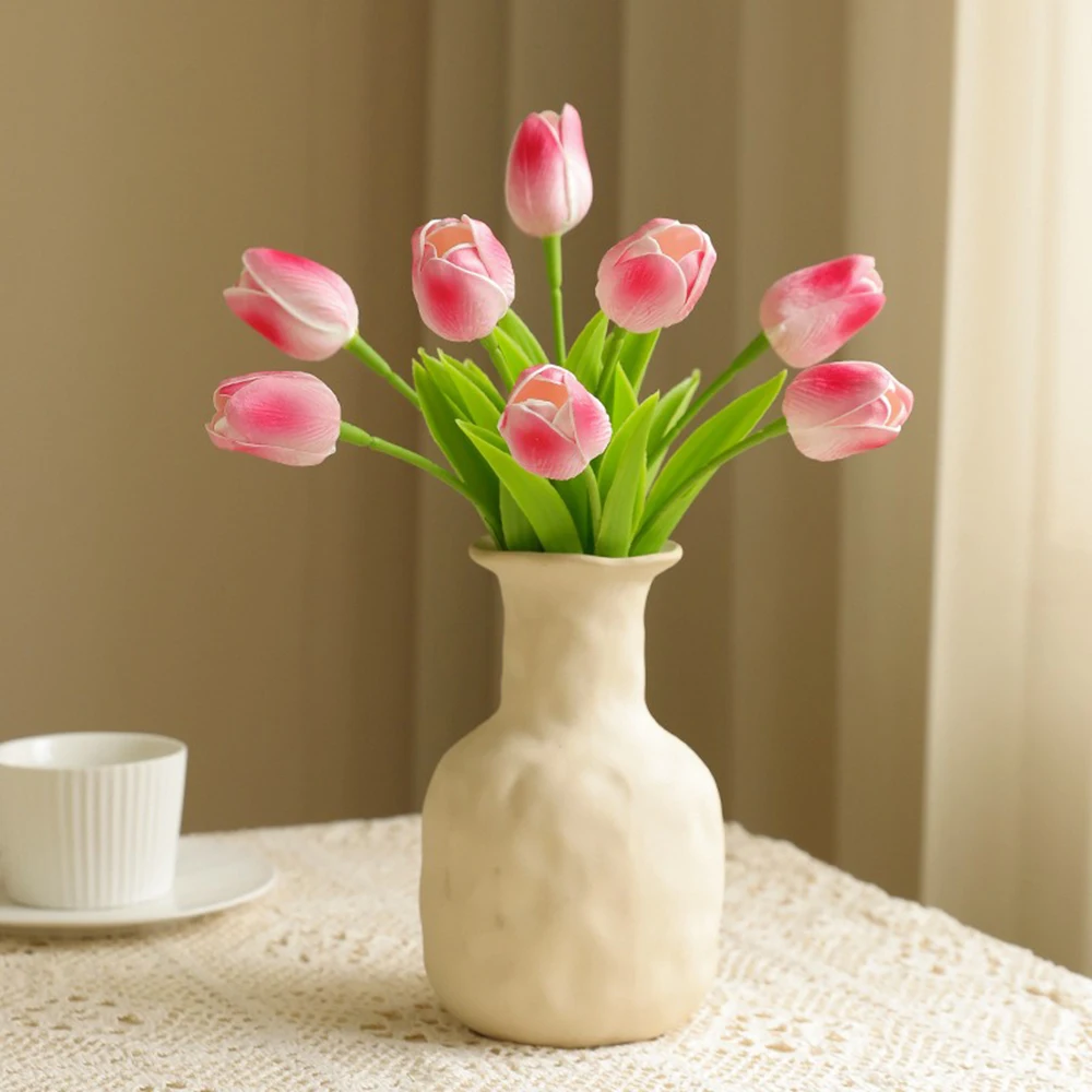 Single Branch Artificial PU Tulip Flowers, Handmade Flowers Vases, Living Room Display, Window Show Arrangement Accessories