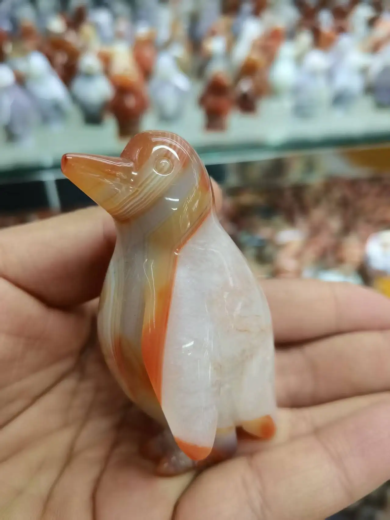 

Natural Agate Penguin Statue Healing Crystal Reiki Carving Animal Figurine Room Decorative Stone Artwork