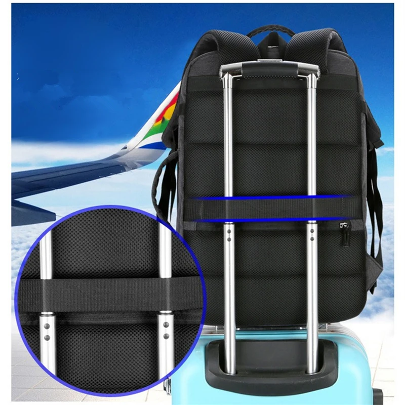 Nesitu expansível a4 grande capacidade 14 15.6 16 polegada portátil das mulheres dos homens mochila portátil mochila saco de viagem preto cinza m1907