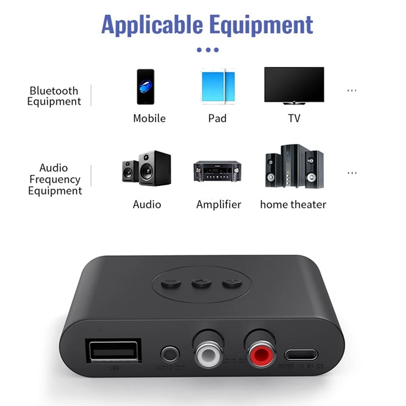 Bluetooth 5.2 Audio Receiver RCA 3.5Mm AUX Jack Stereo Music Wireless Adapter With Mic For Car Kit Speaker Amplifier