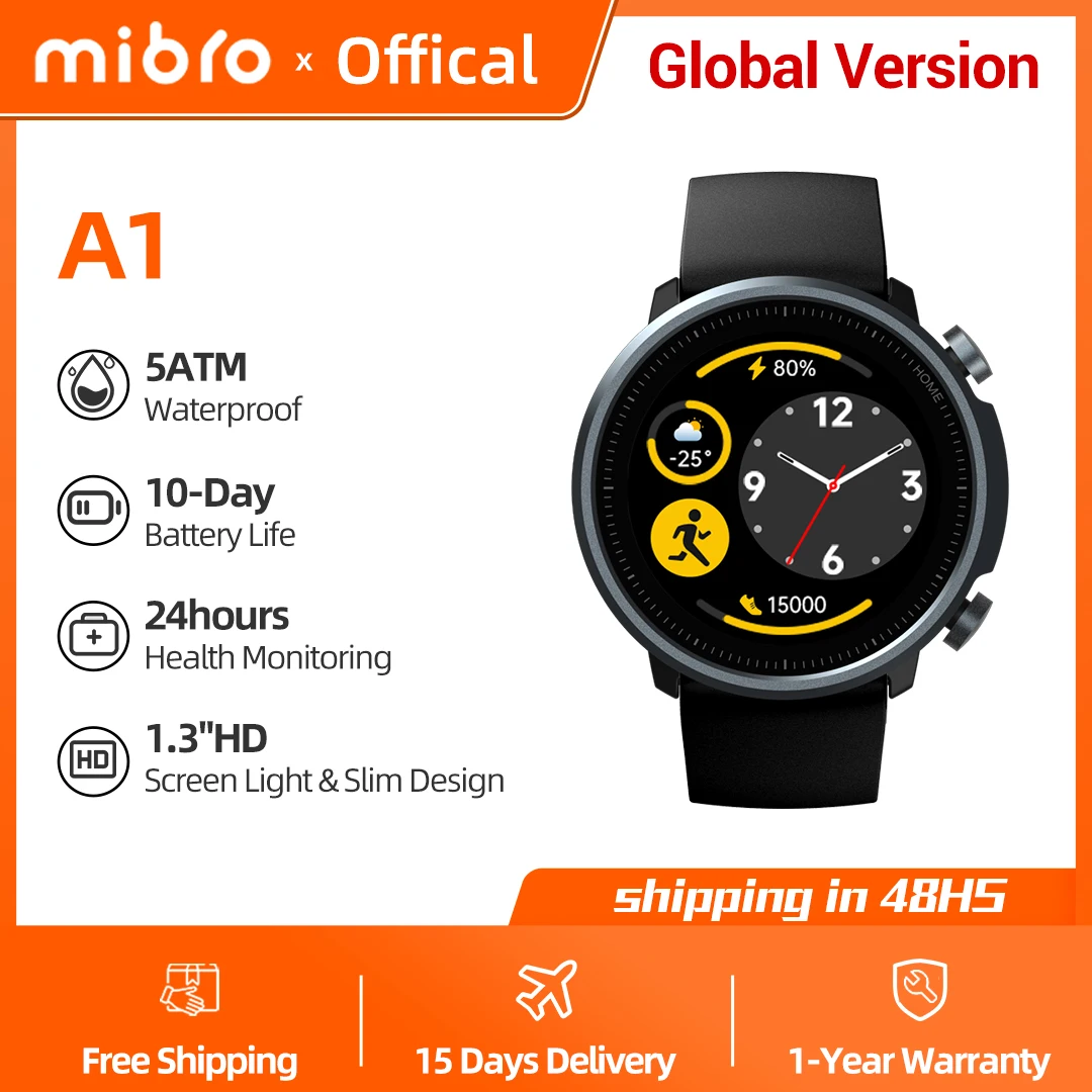 

Mibro Smartwatch A1 5ATM Waterproof 270mAh Battery Bluetooth Fitness Tracker Sport Men Women Smart Watch For Android IOS