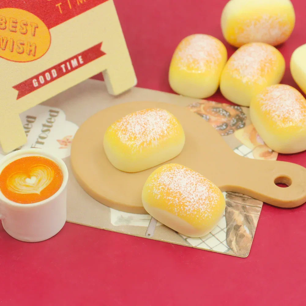 Kawaii Resin Mini 3D Butter Coconut Bread Figures for Crafts Flatbacks Miniature Flatback Cabochons Figurine Charms Material DIY 5