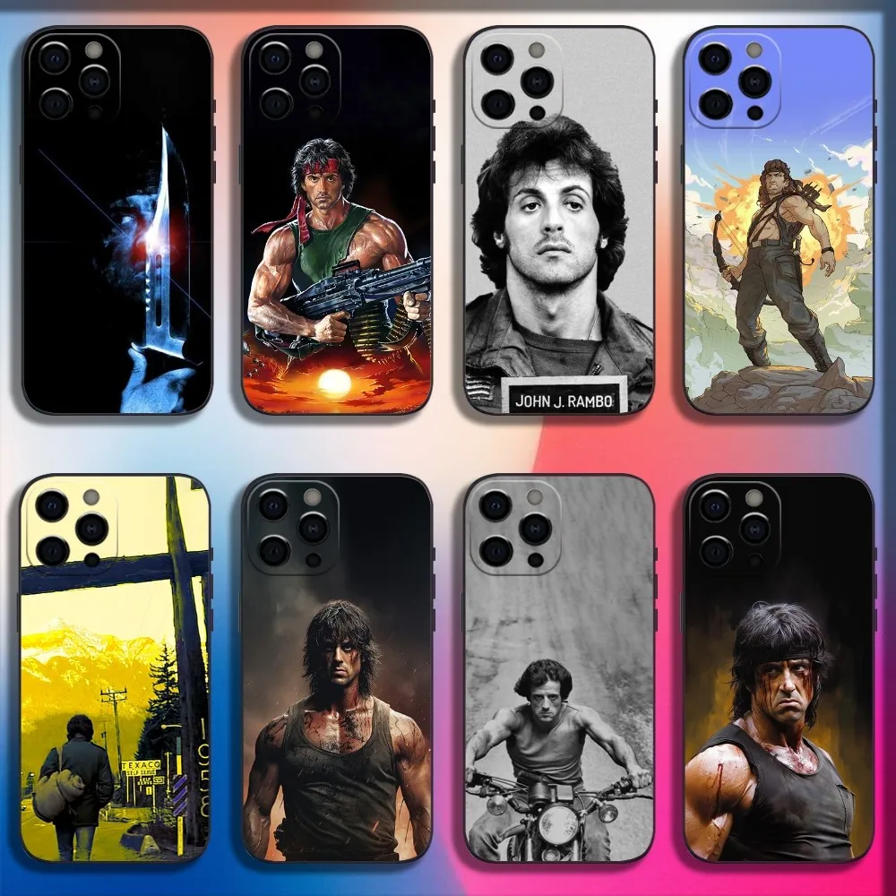 Чехол для телефона F-First Blood John R-Rambo для iPhone 16,15,14,13,12,11, Pro, X, XS, Max, XR, Plus, Mini Soft Black Cover