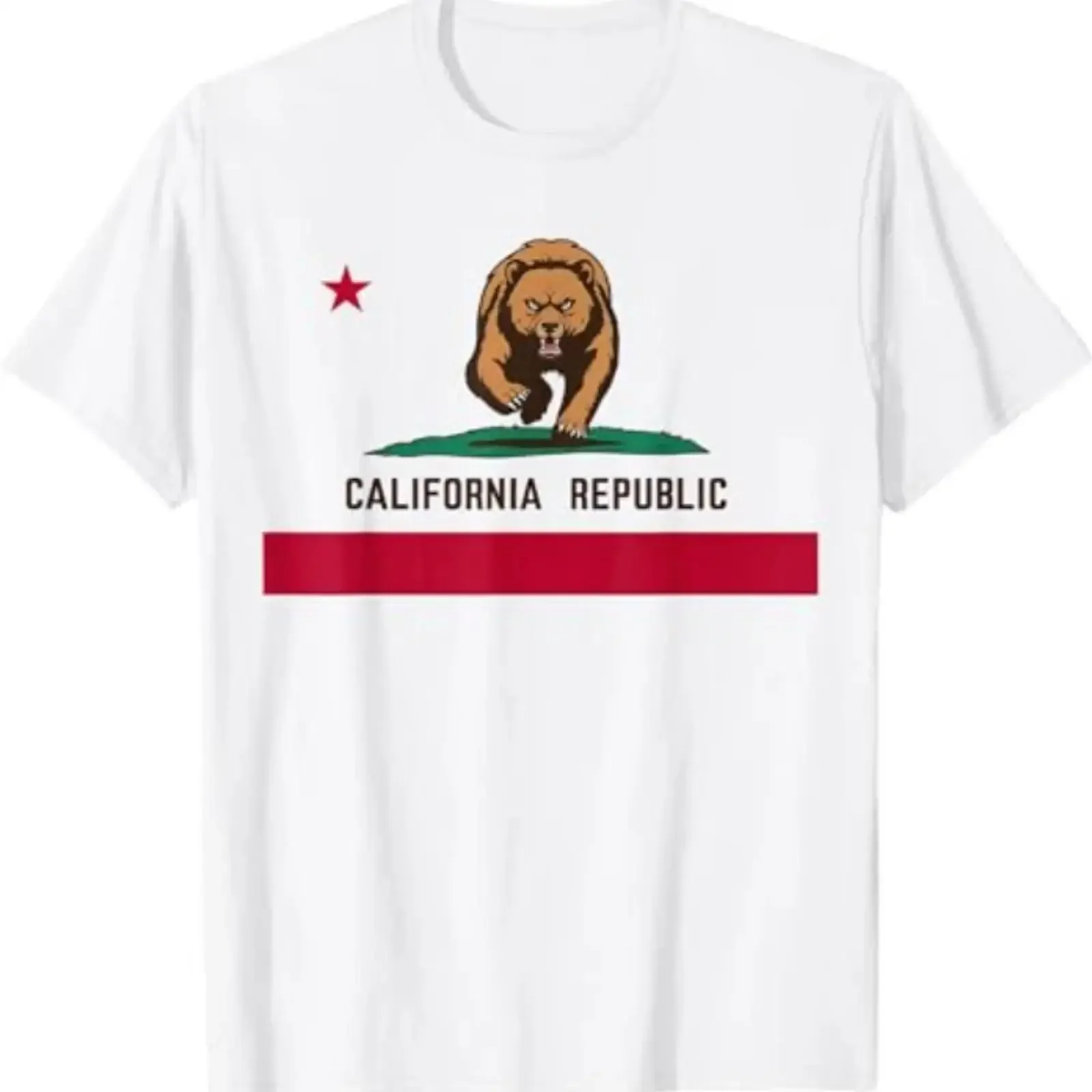 Camiseta con diseño de la bandera de California, Golden State of Los Angeles Warning, estilo vintage, informal, de diseñador, ligeramente cómoda