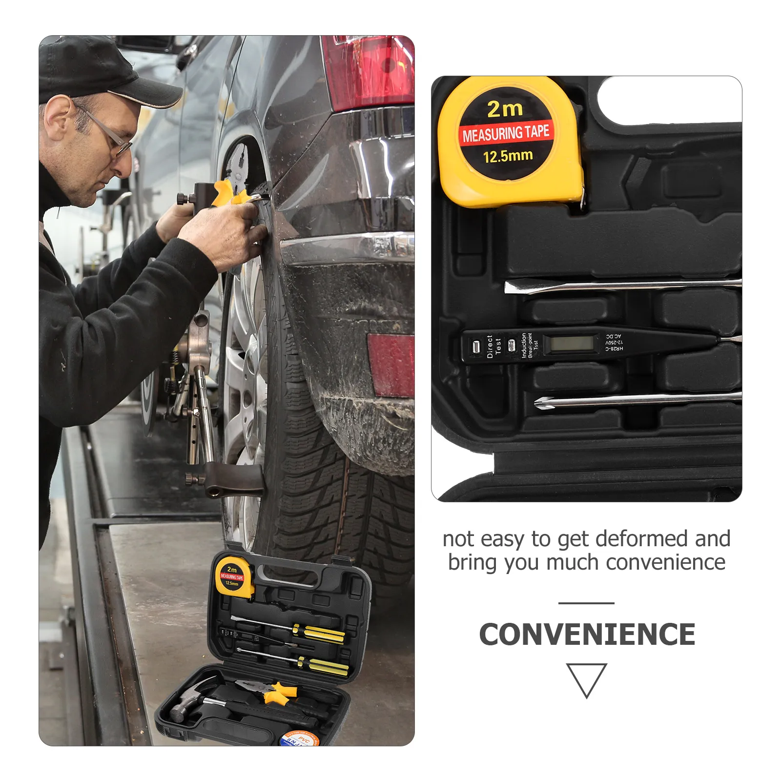 1 set 1 Set Multi-Functional Tool Box Set For Home Automotive Repair With Hammer Screwdriver Cutter Pliers Measuring Tape Small