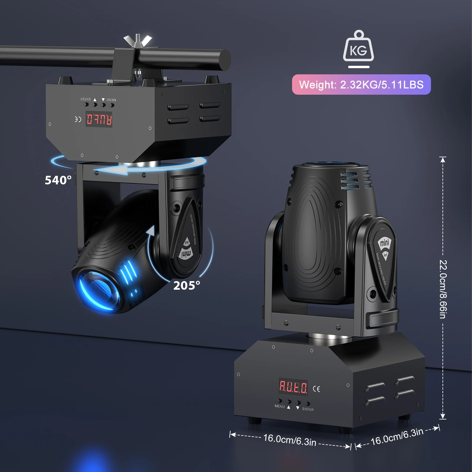 U'King 100 واط شعاع تتحرك رئيس ضوء صغير RGBW 4IN1 LED شعاع ضوء المرحلة DMX512 تأثير الصوت المنشط لحزب DJ بار KTV ديسكو #6