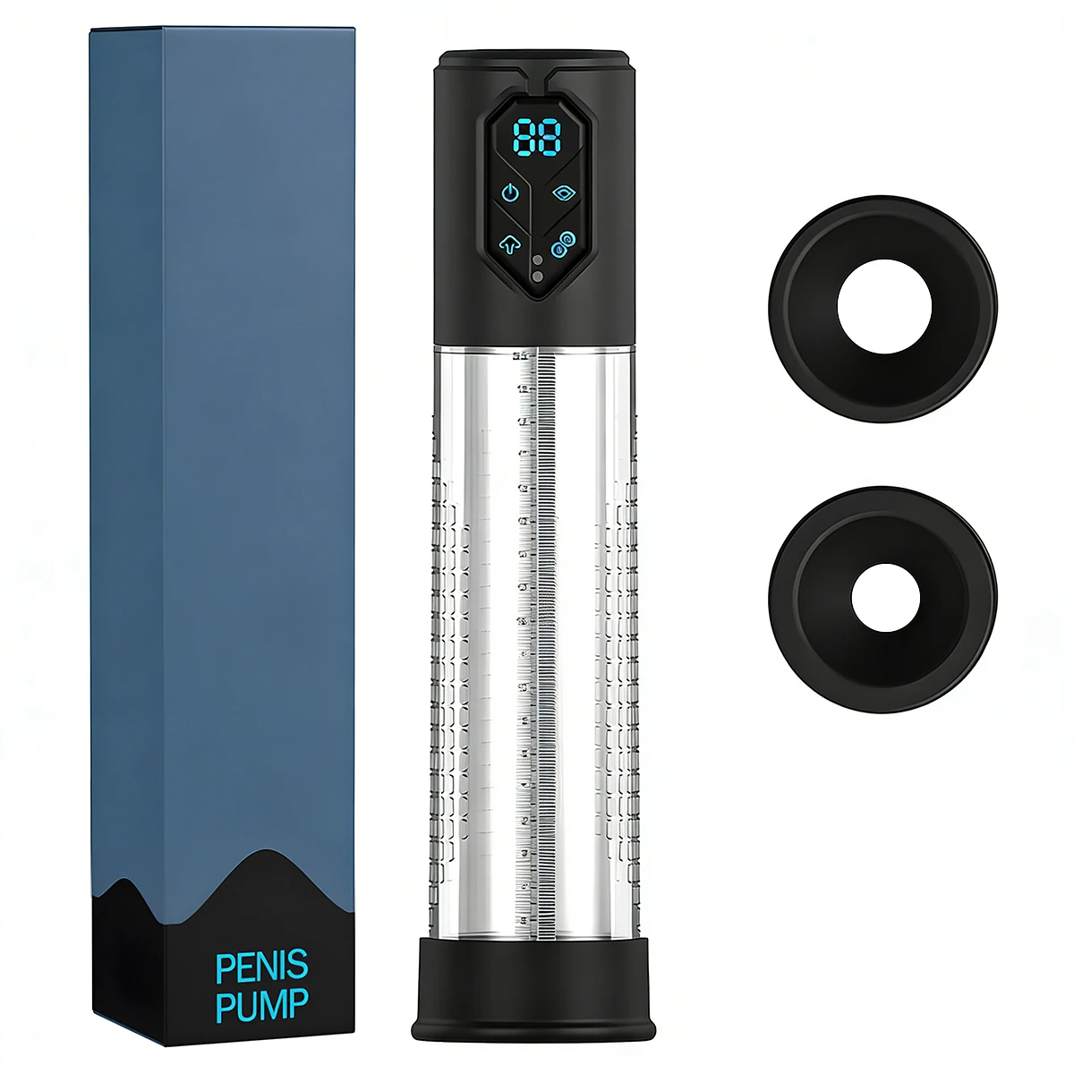 Bomba de pene eléctrica impermeable IPX7 para agrandar el hombre, bomba de vacío, bomba extensora de agrandamiento, 4 niveles de succión, 2 fundas de silicona