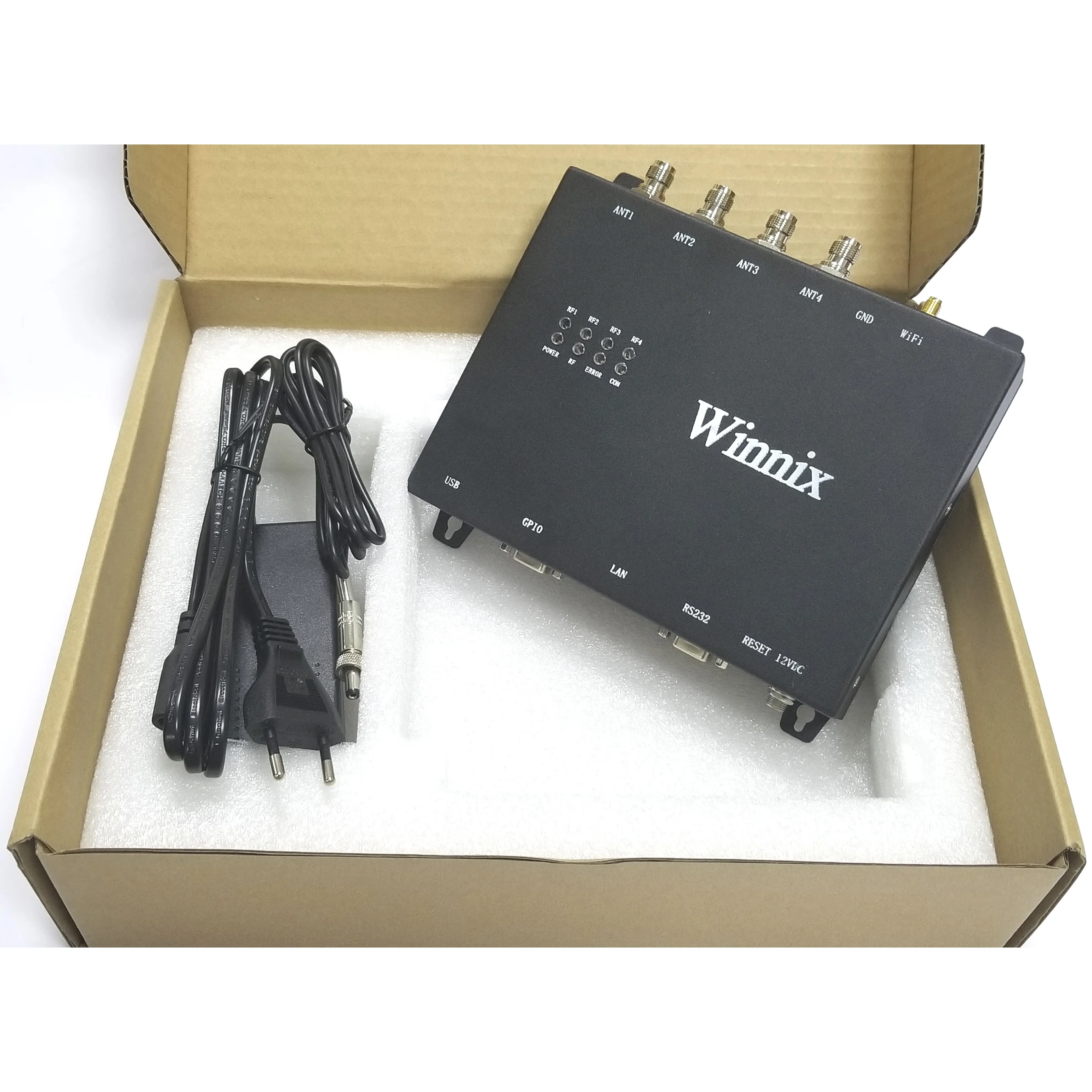 Winnix lector fijo de 4 puertos impinj R2000 uhf rfid para sistema de gestión de almacenes, solución uhf rfid