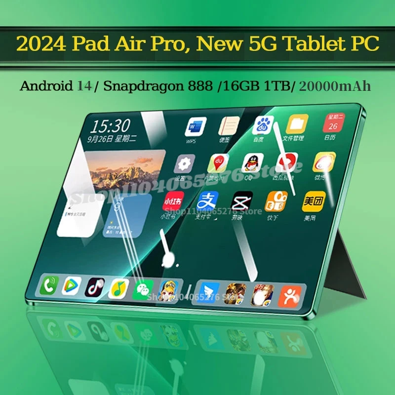 

2024 Global Original Tablet IPad Air Pro 16GB 1TB Tablet 10-Core Android 14 Tablet PC Dual SIM 5G Calling Wifi Tablette Android