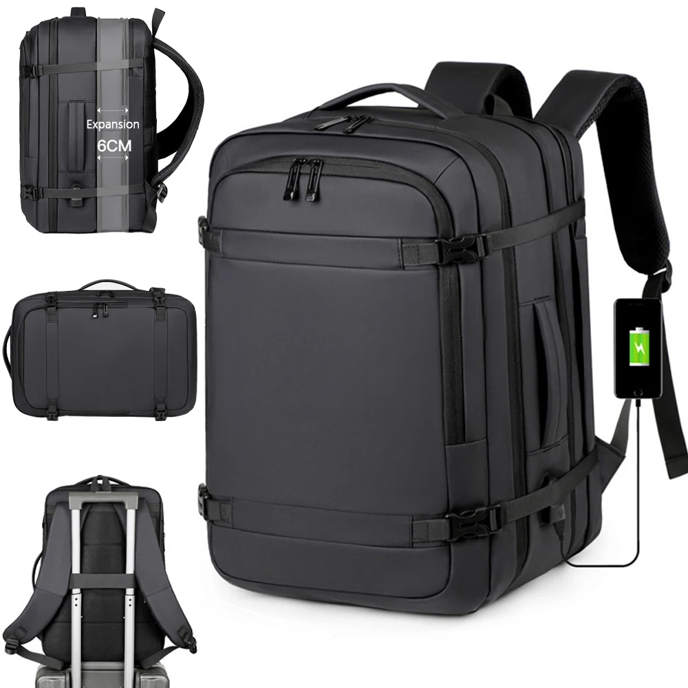 Classic Travel Backpack Men Business Backpack School Expandable USB Bag Large Capacity Laptop Waterproof Fashion Backpack