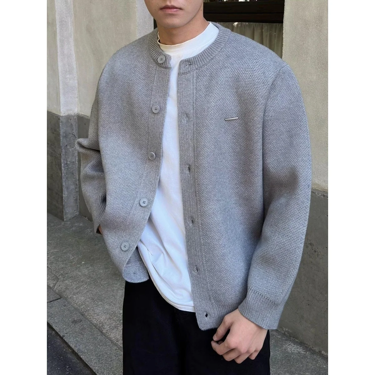

Fall New Sle Baseball Collar Thi Needle Open Cardigan Color Loose Casual Lazy Feeling Sweater Jaet Men Women