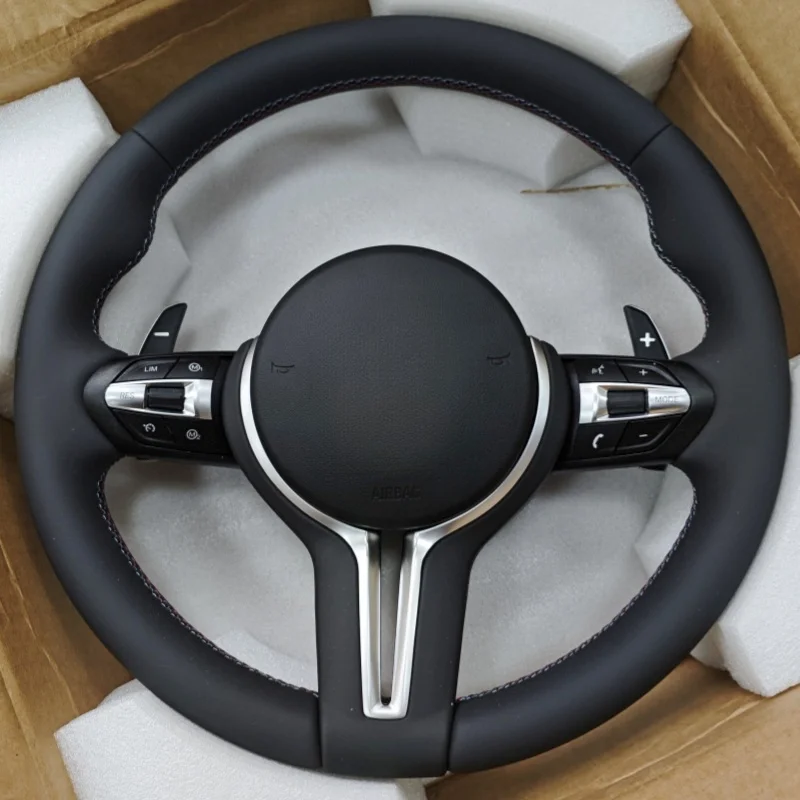 Genuine Leather Steering Wheel Fit For BMW F80 F82 F87 F12 F13 F86 F33 M2 M3 M4 M5 M6 F85 X5 with Shift Paddles Steering Wheel