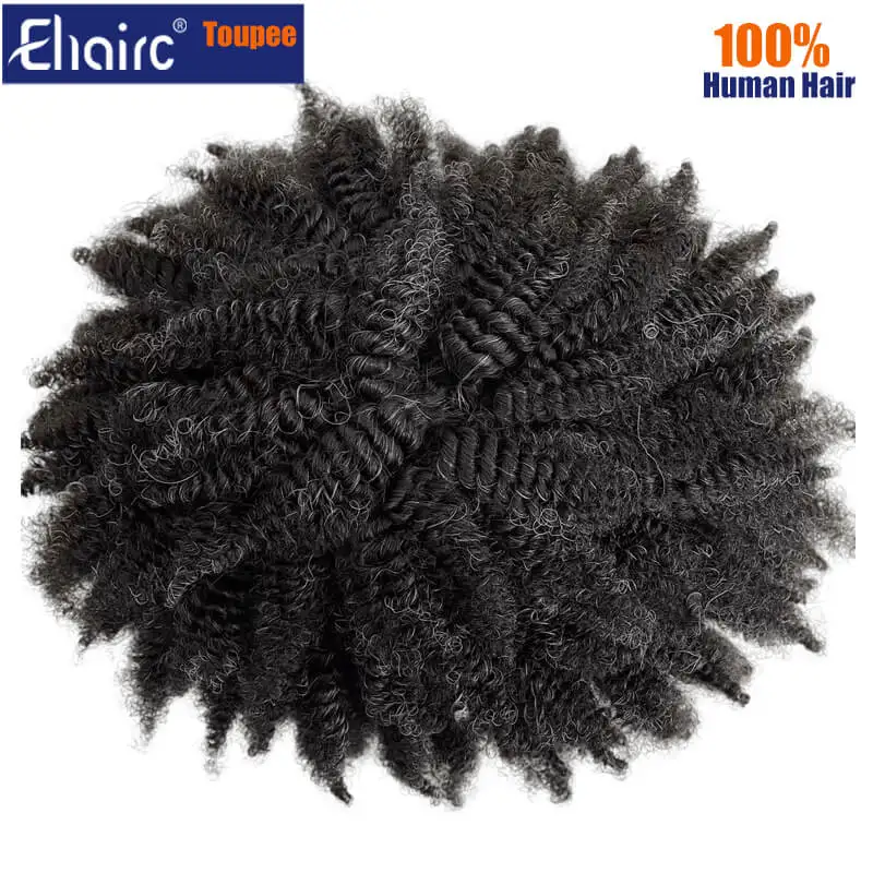 Foxtail Curly Hair Q6 Base For Black Men Afro  Human Hair Toupee Breathable Male Hair Prosthesis 7