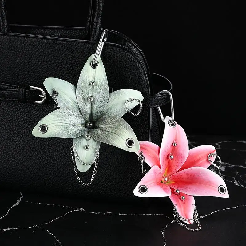 الإبداعية الأوركيد زنبق محاكاة زهرة المفاتيح الأزياء حقيبة الظهر اكسسوارات الديكور
