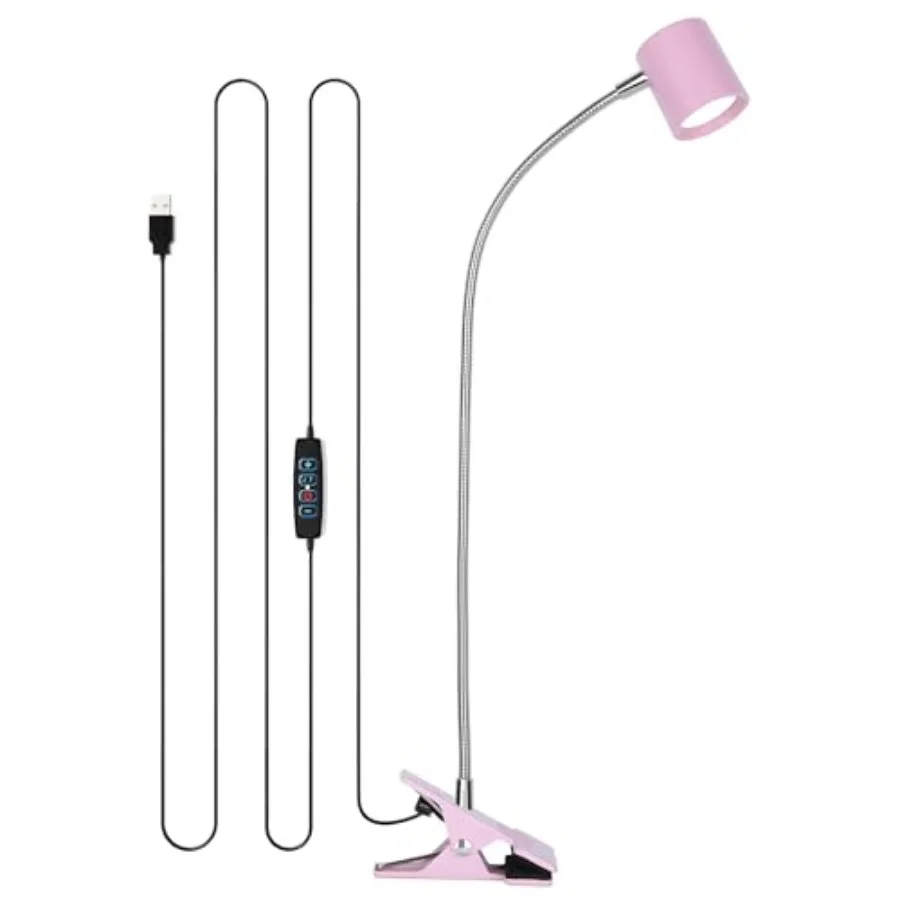 Desk Lamp, USB Clip On Light with 3 Color Modes, LED 10 Levels Brightness Reading Lamp, 360°Gooseneck Book Light, Eye-Care Read