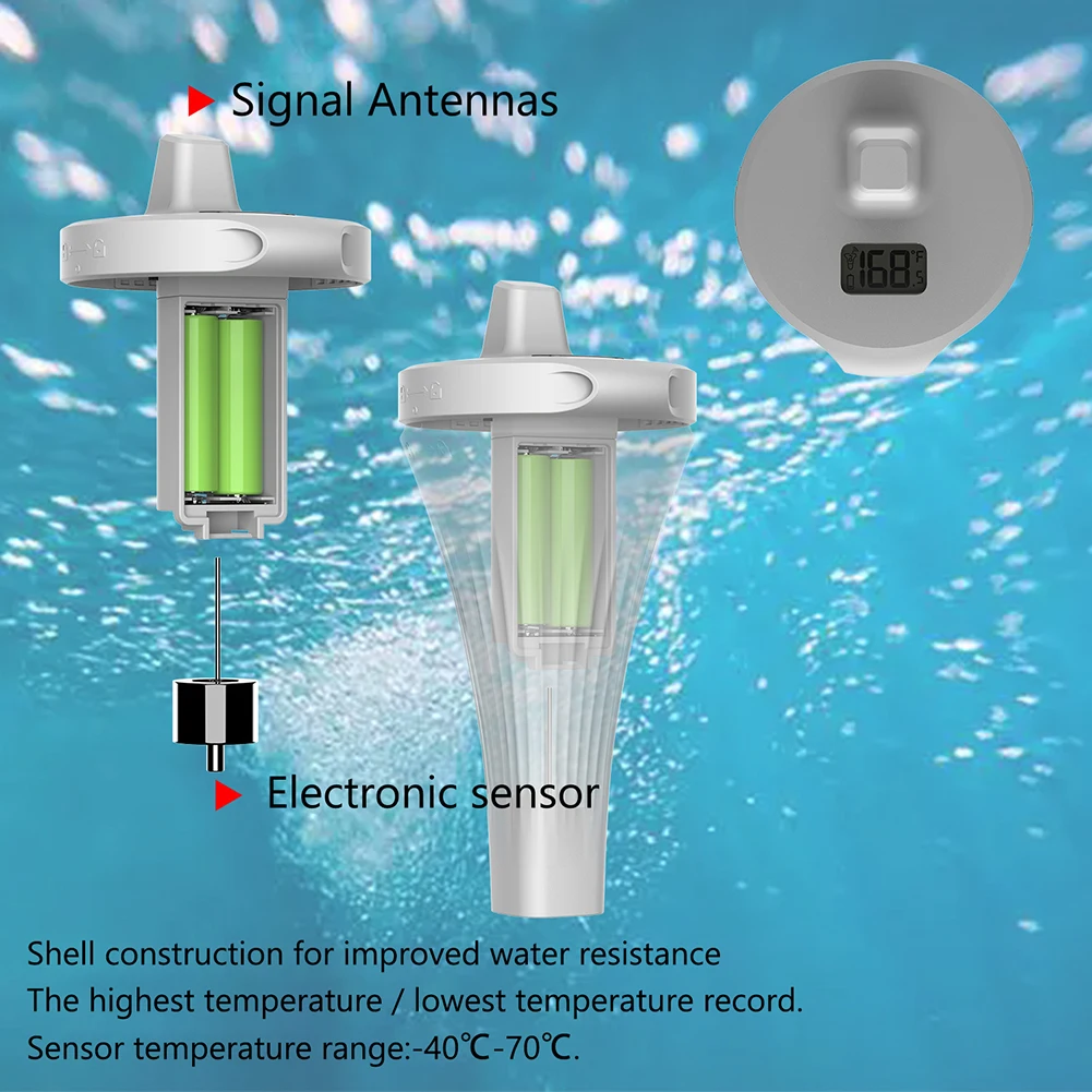 Smart Pool Thermometer IPX7 Waterproof Swimming Pool Thermometer Digital Pool Thermometer for Ice Bath Tub Fishbowl Pond Hot Tub