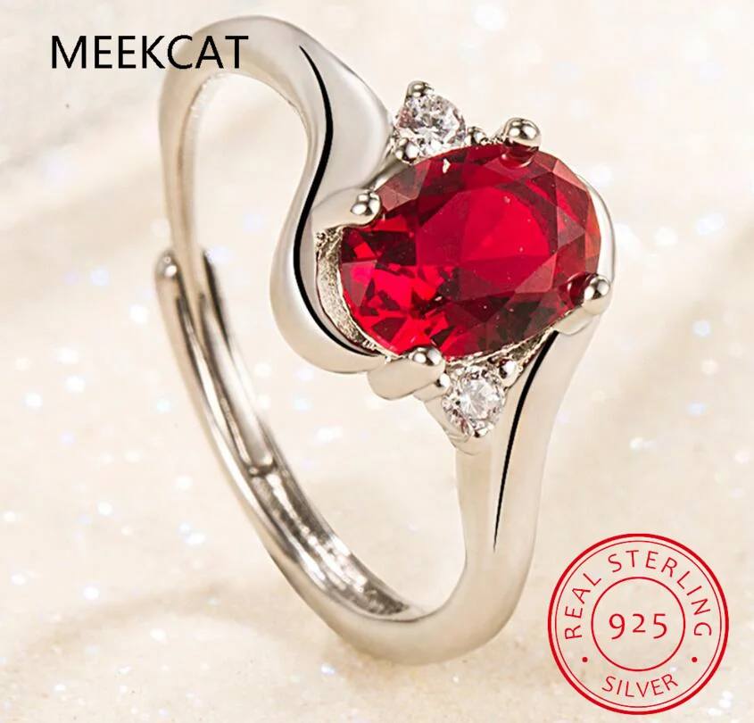 Oval Red Natural Red Garnet 925 Sterling Silver Rings for Women Fashion Engagement Gemstone Birthstone Jewelry