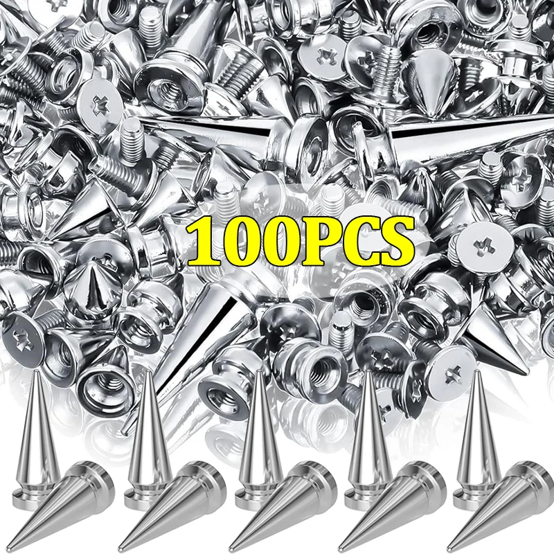 10/100 Uds remaches de cono redondo picos tachuelas de tornillo de Metal DIY artesanía de cuero remaches para ropa decoración ropa zapatos Accesorios