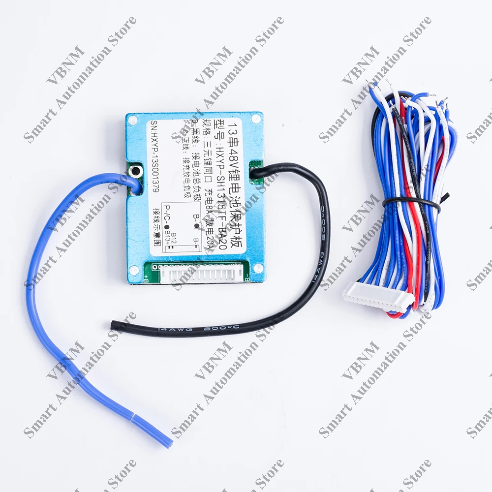Bms 13s 48v 20a for 3.7vリチウムイオン電池18650 21700,充電8A,過放電保護,電動自転車用,62.5x50.5x9.5mm