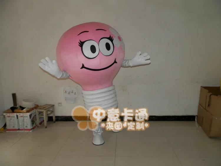 Lamp Bulb Light Electric Bulb Mascot Costume Adult Cartoon Character Meeting Welcome Leaflets Someone Inside Cartoon Props