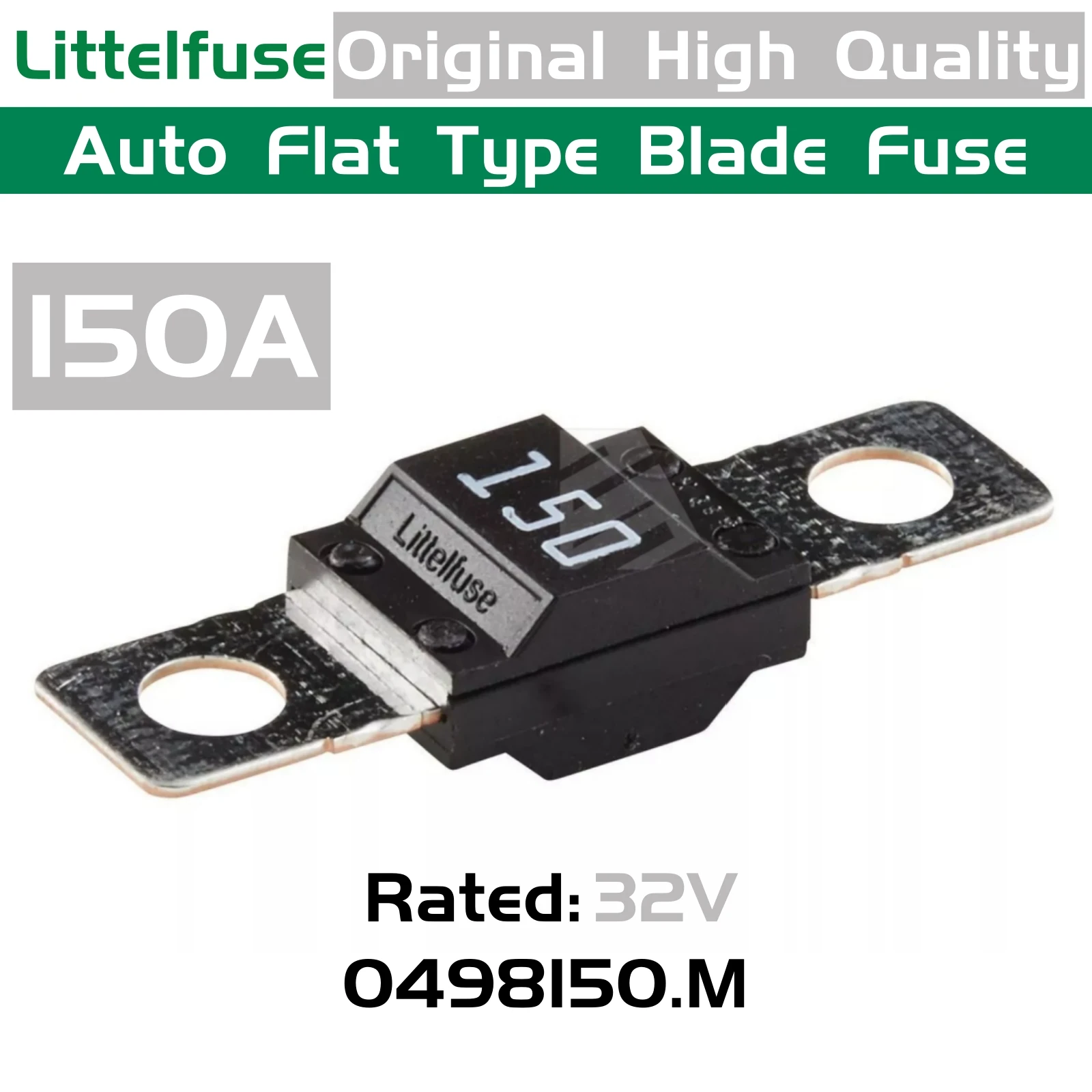 Littelfuse MIDI 150A 150 Amp Nominale 32V 0498150 .M Bolt-down zekering Platte type bladzekering SUV BYD Boot Vrachtwagen Batterijzekering voor auto