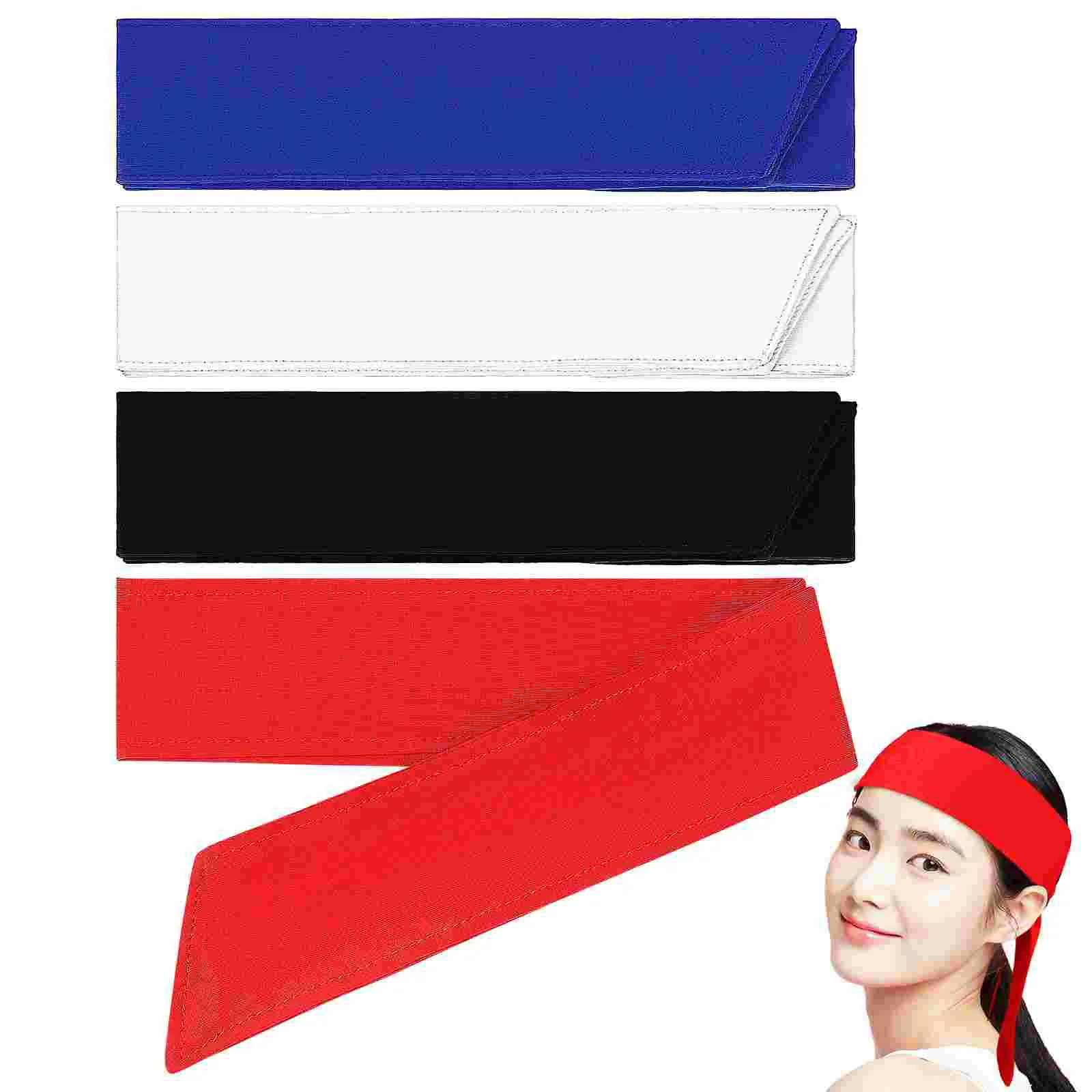 

4 Pcs Elasticity Sweat-absorbent Sports Headbands for Men Women (black 94% Polyester Yoga Cotton Tie