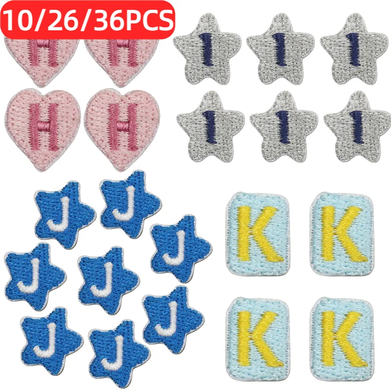 

10/26/36PCS Alphabet Embroidery Patches Set, Love Star English Letter Iron on Appliques for DIY Custom Name
