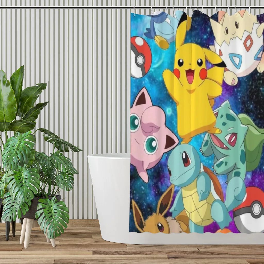 Pokemon Shower Curtain for Bathroom  Aesthetic Room Decoration